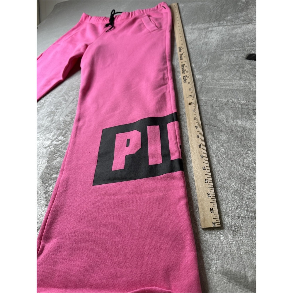 PINK VICTORIA'S SECRET FLEECE BOYFRIEND WIDE LEG SWEATPANTS Sz L Regular NWT - Picture 6 of 8